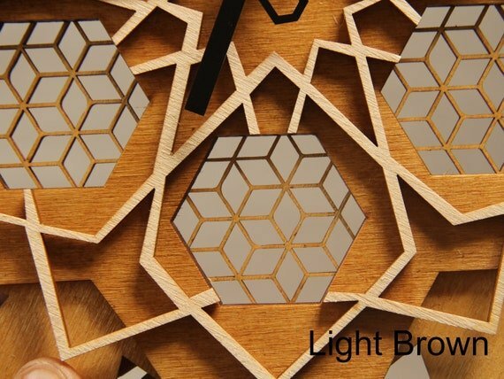 Wall Clock. Wooden, vintage, multilayered laser cut wall clock with numbers and quiet quartz clock mechanism - Image 6