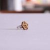 Ring. Stainless Steel Adjustable Ring With Wooden Laser Cut Hexagon Head Featuring Triangles - Sacred Geometry Jewelry