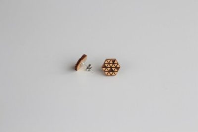 Hexagon Wooden Stud Earrings, Geometric Earrings For Her, Minimalist Jewelry, Laser Cut Studs, Gift For Her, Wooden Ear Studs