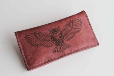 Genuine Leather Tobacco Pouch, Handcrafted Rolling Cigarettes Case, Owl Gifts, Personalised Gift for Smokers, Tabaktasche, Zipped, Christmas