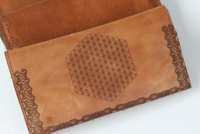 Genuine Leather Tobacco Pouch, Handcrafted Rolling Cigarettes Case, Sacred Geometry,  Unique Gift for Smokers, Flower of Life, Personalised