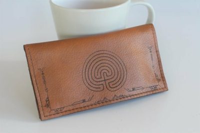Genuine Leather Tobacco Pouch, Rolling Cigarette Case, Boho Gift for Smokers, Personalised, Labirinth, Maze, Smoking Accessory, Tabaktasche