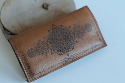 64 Star Leather Tobacco Pouch,  Rolling Cigarettes Case, Personalised, Unique Gift for Smokers, Tetrahedron, Burning Man, Smoking Accessory