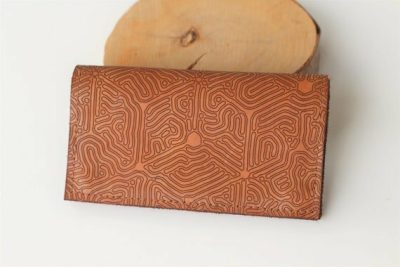 Genuine Leather Tobacco Pouch, Handcrafted Rolling Cigarettes Case, Hexagon Lovers Gifts, Unique Gift for Smokers, Brown Maze, Tabaktasche