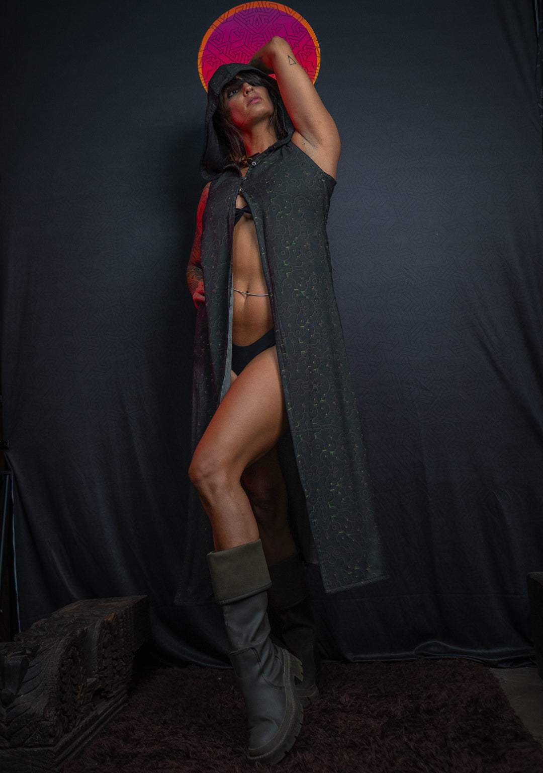 Hooded Long Dress / Viscose Twill - REBIRTH OF IKARO