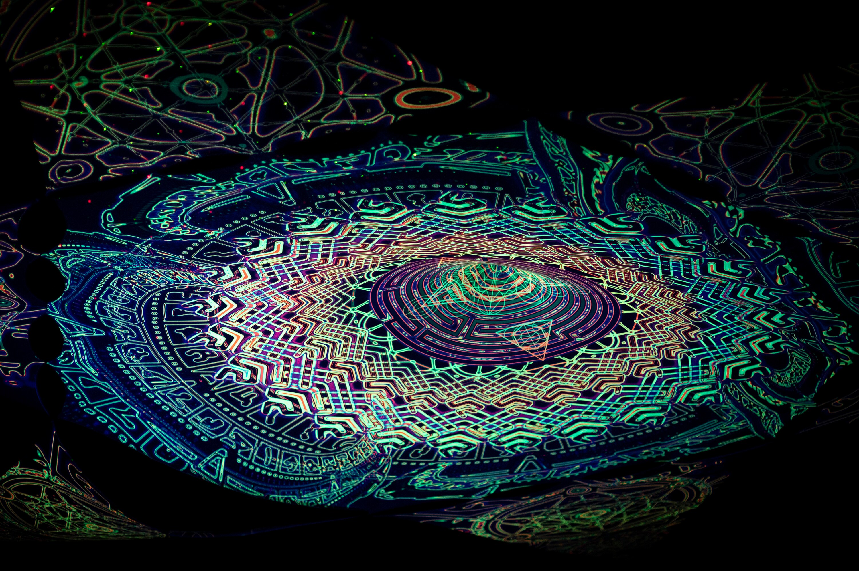 8.6x8.6m UV-Reactive Festival Canopy - Flower & Metatron - Psychedelic canvas Psytrance Outdoor party Shamanic Trippy Hippie Rave Goa Glow - Image 5