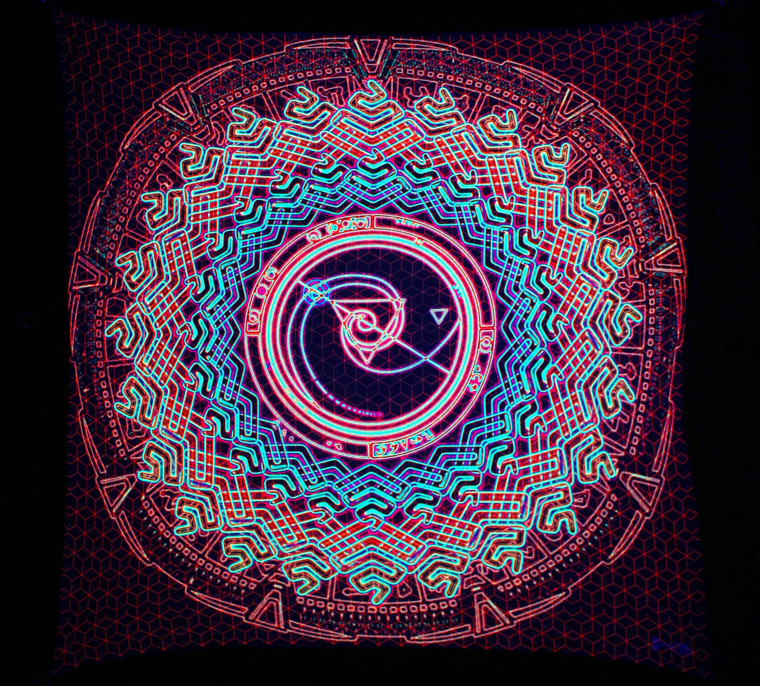 UV psychedelic Mandala Tapestry Backdrop FIBONACCI Esoteric art Spiritual Tapestry Mindfulness gift Chakra balancing Fabric Poster Nirvana - Image 3