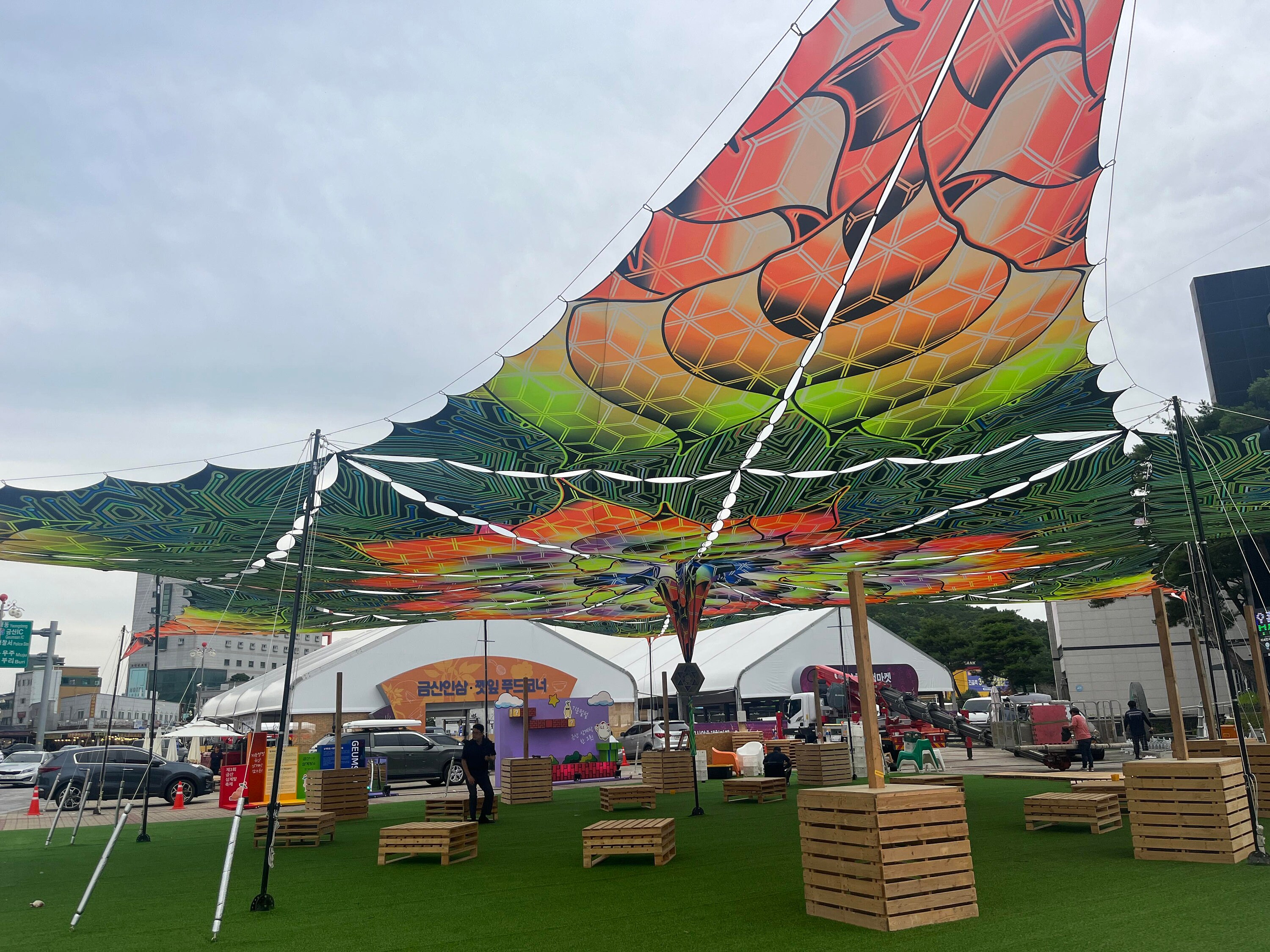 26x26m Big Festival Canopy, Psychedelic Art Trippy Party Lycra Decor Psytrance Fluorescent Glow - Dragon tales 2 - Image 5