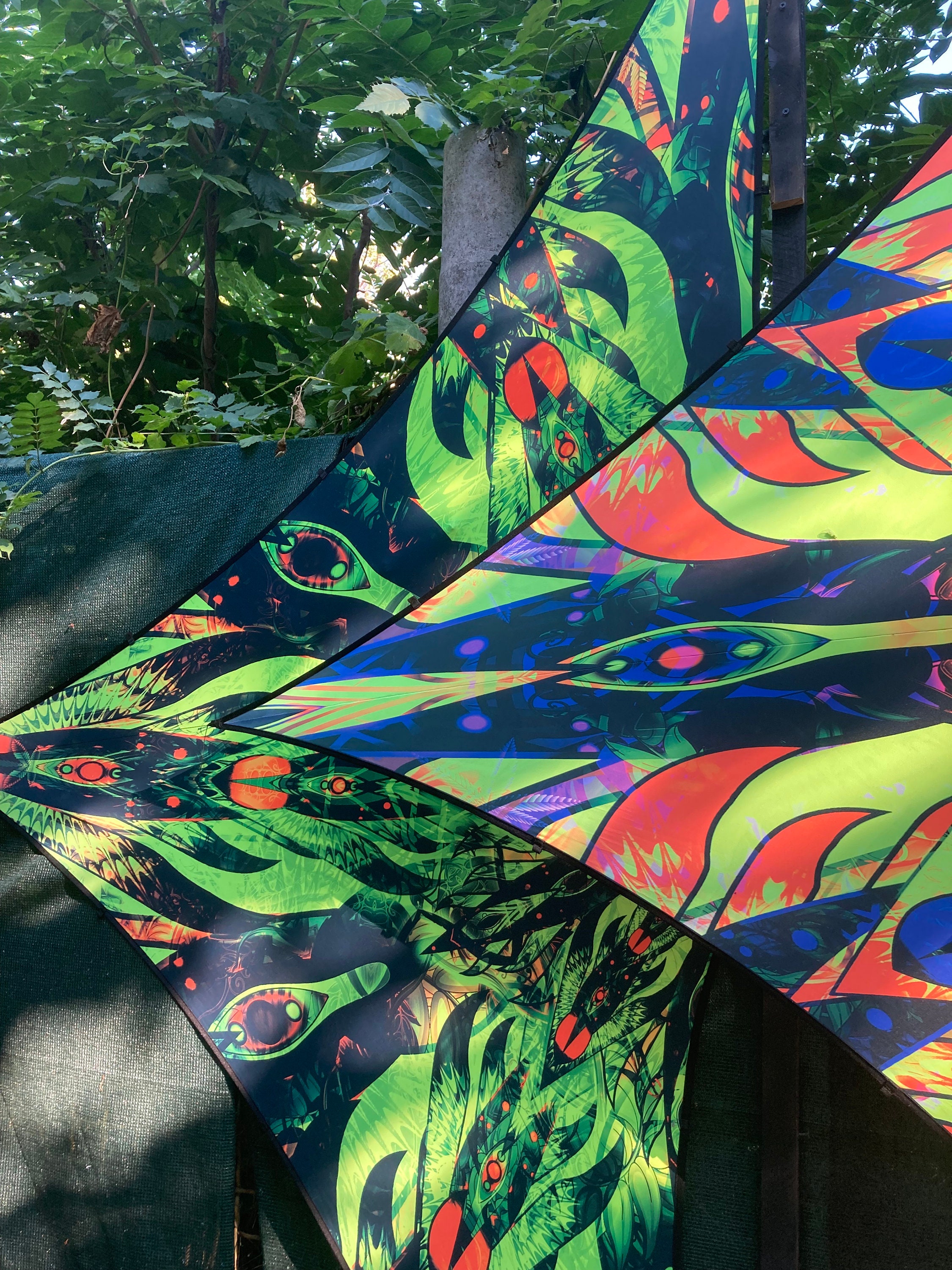 DJ Stage Merkaba & Flowers 2, Blacklight Spiritual Tapestry fractal - Image 9