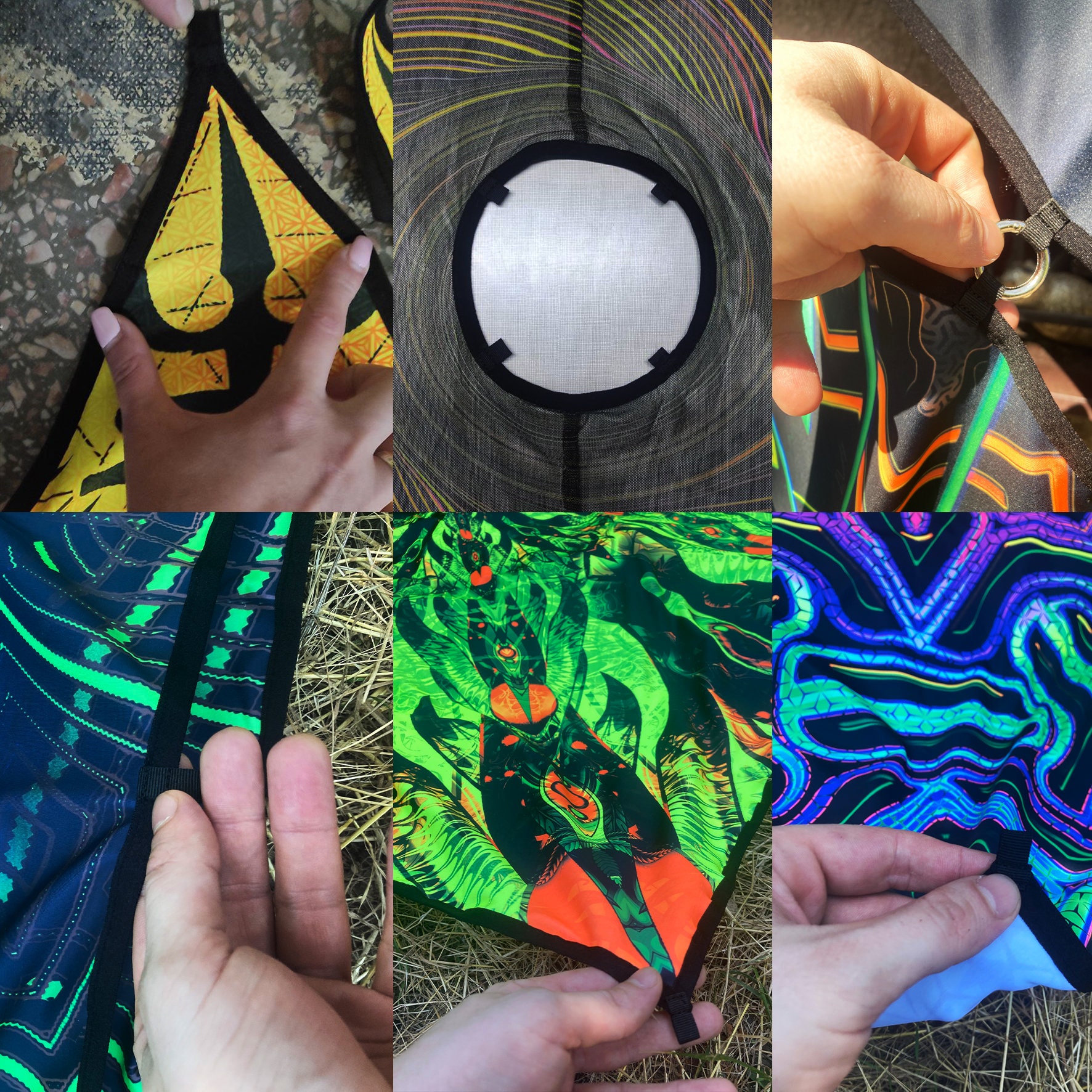 8.6x8.6 m UV Reactive festival Ceiling Decoration canopy Flower Of Life ORANGE medium star Festival set decor Psytrance Party Fluorescent - Image 9