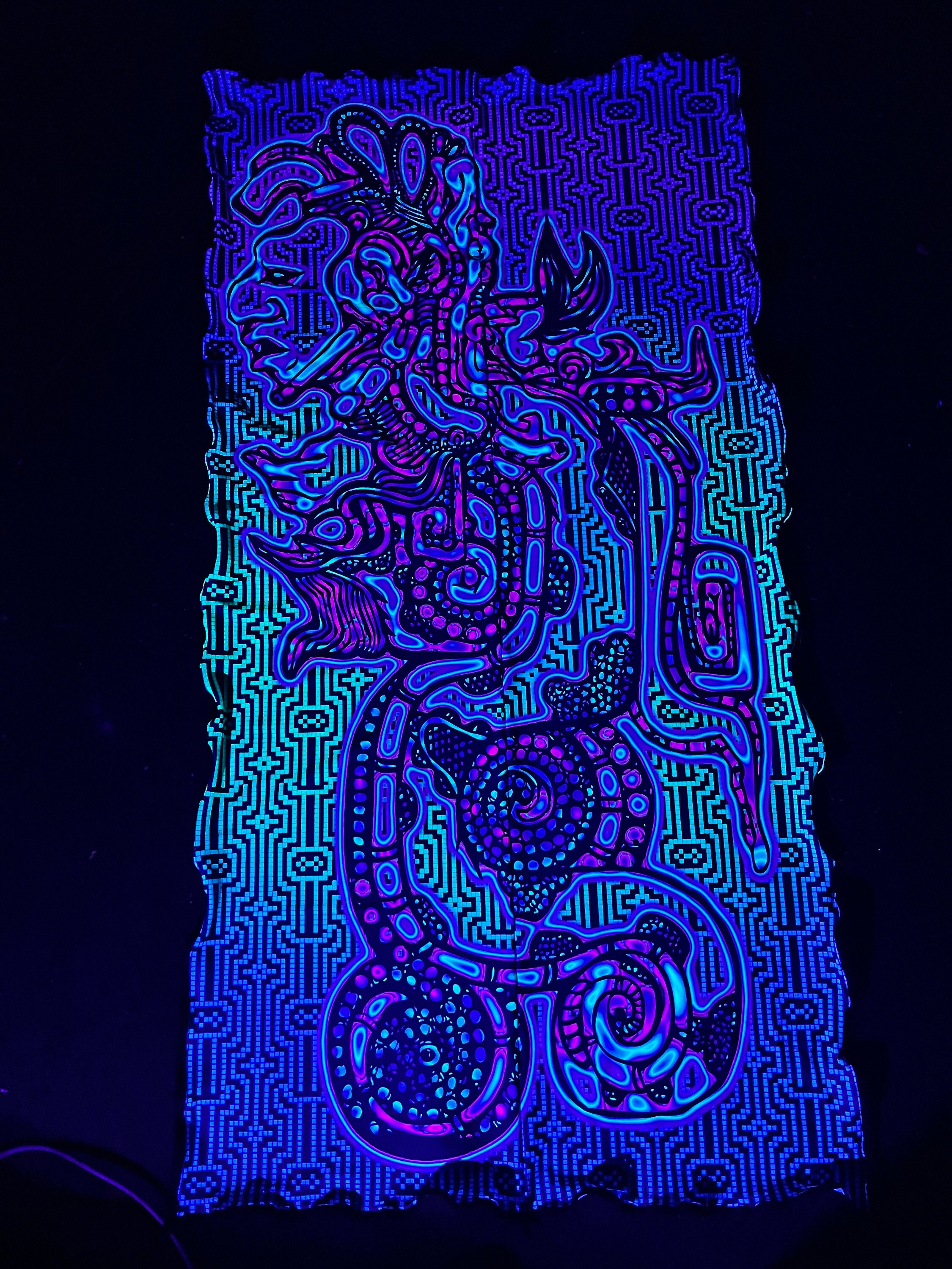 Blacklight Tapestry Spiritual Trance Decor: Neon UV Wall Art, Psychedelic Shamanic Gobelin Print on Fabric - Image 10