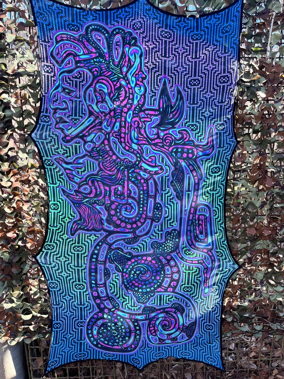 Blacklight Tapestry Spiritual Trance Decor: Neon UV Wall Art, Psychedelic Shamanic Gobelin Print on Fabric - Image 5