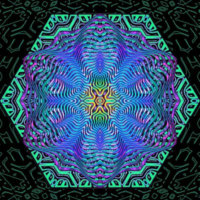 6.6x6.6Ft Sacred geometry Optical Flower Print, Psy Art for Neon Sign Aesthetics, Mandala tapestry, Visionary art