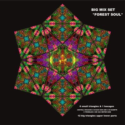 25.7x25.7m Glowing UV-Reactive Ceiling Decor: Psychedelic Forest Soul Canopy for Psytrance Parties