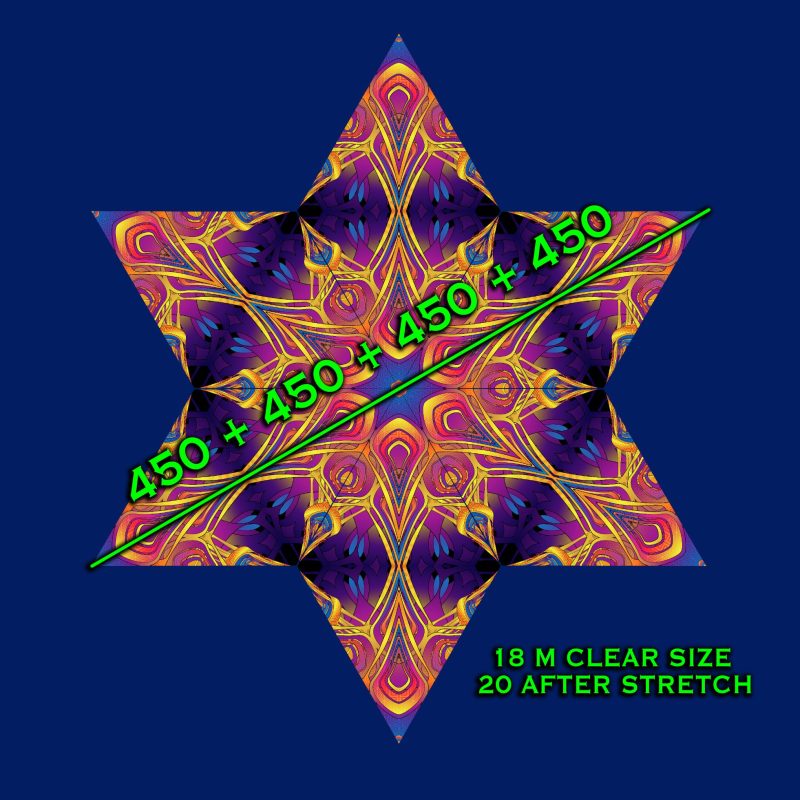 18x18 m UV-Reactive Ceiling Decoration - Hypnoflower - Psychedelic Fluorescent Canopy Festival blacklight PsyTrance decor Trippy hippie goa