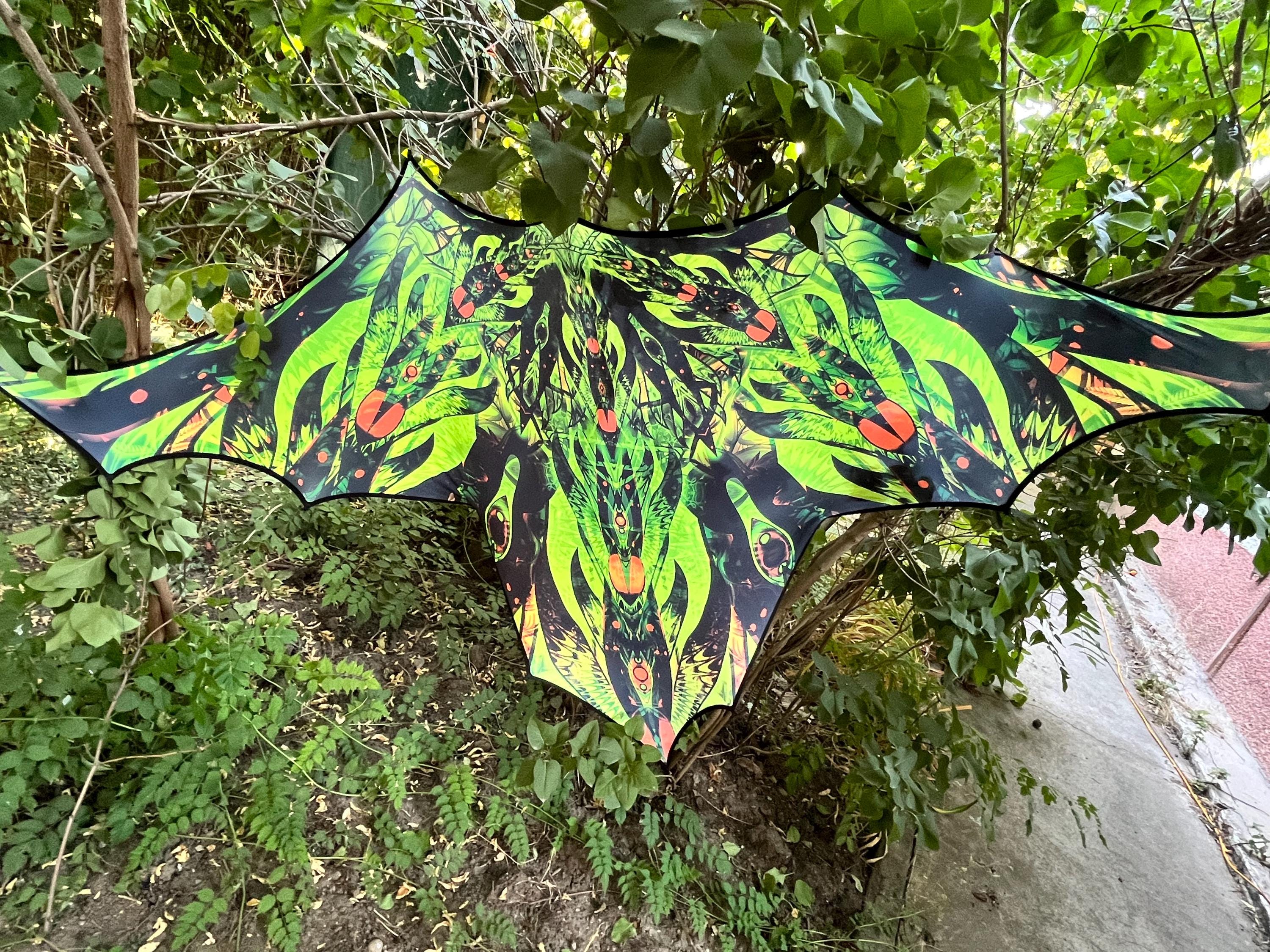 Blacklight UV reactive Triangle for DJ Booth, Psychedelic Party, Fluorescent Dj Stage Tapestry in Green Trippy Decor - Image 3