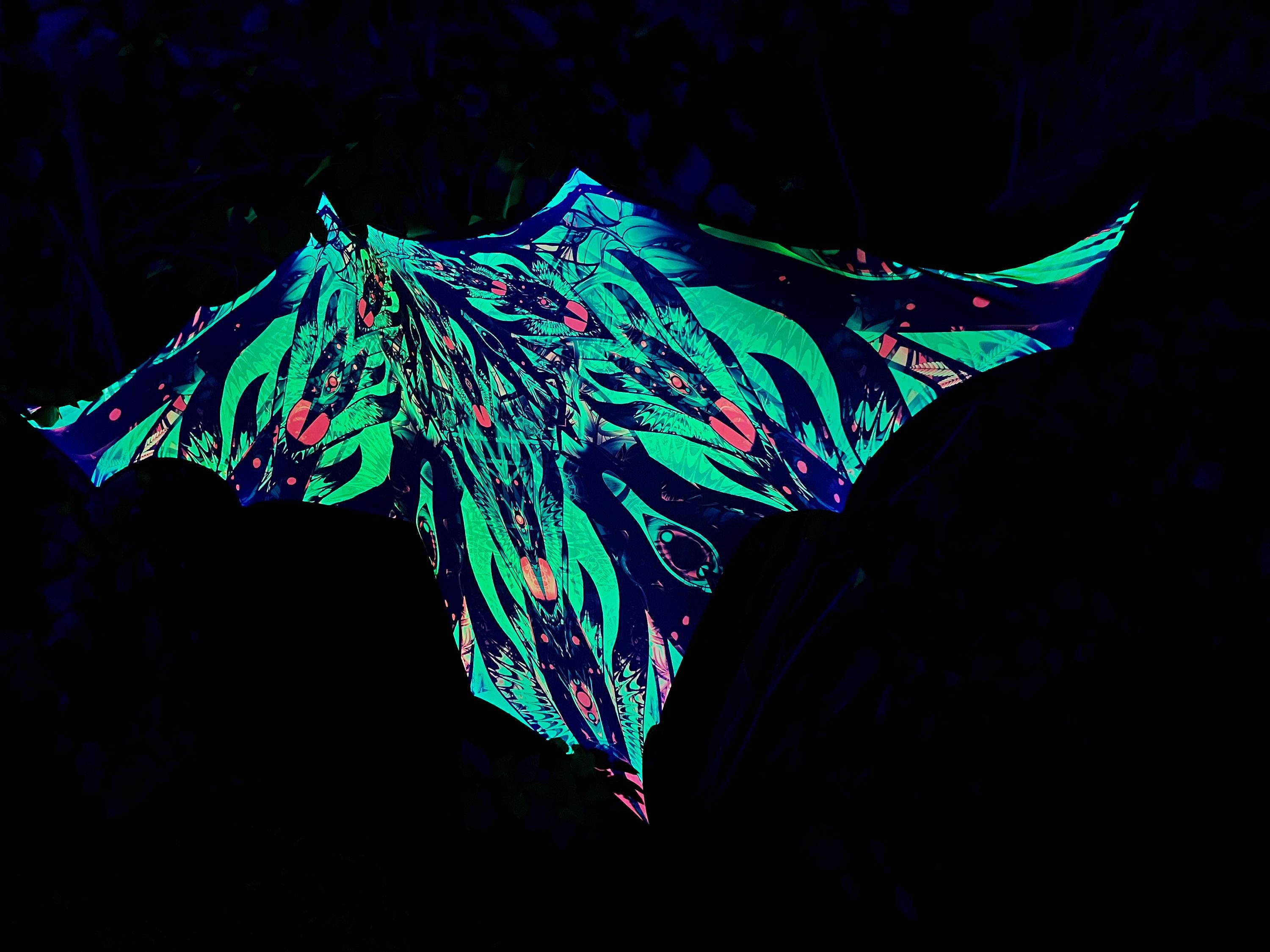 Blacklight UV reactive Triangle for DJ Booth, Psychedelic Party, Fluorescent Dj Stage Tapestry in Green Trippy Decor - Image 6