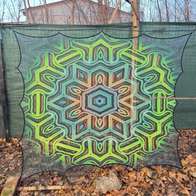 Psychedelic Fractal Mandala Tapestry: 3D Sacred Geometry Wall Art for Trippy Decor
