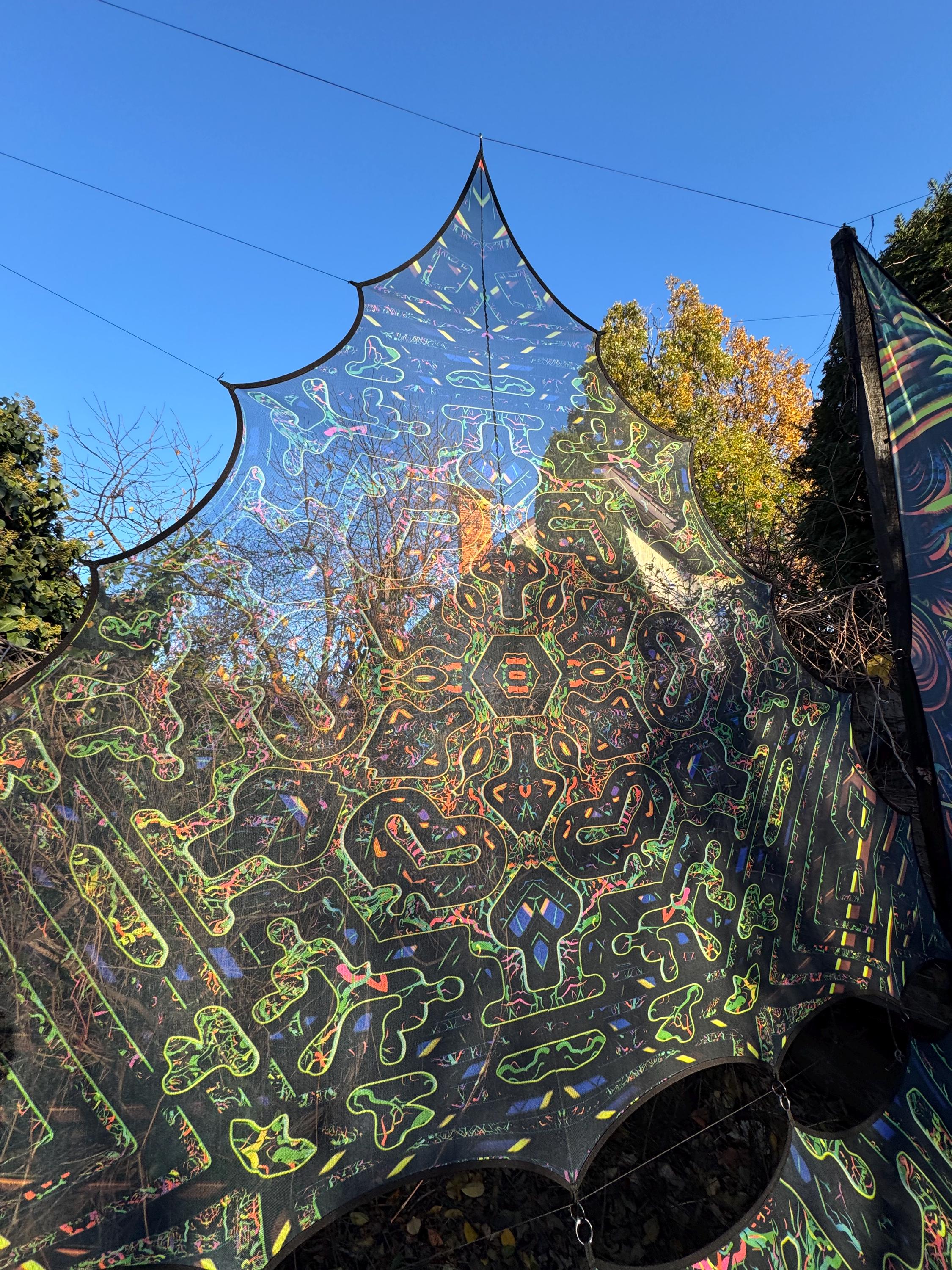 6x6m Festival Canopy, Psychedelic UV-Reactive Ceiling Decoration, Black light tapestry - Image 8