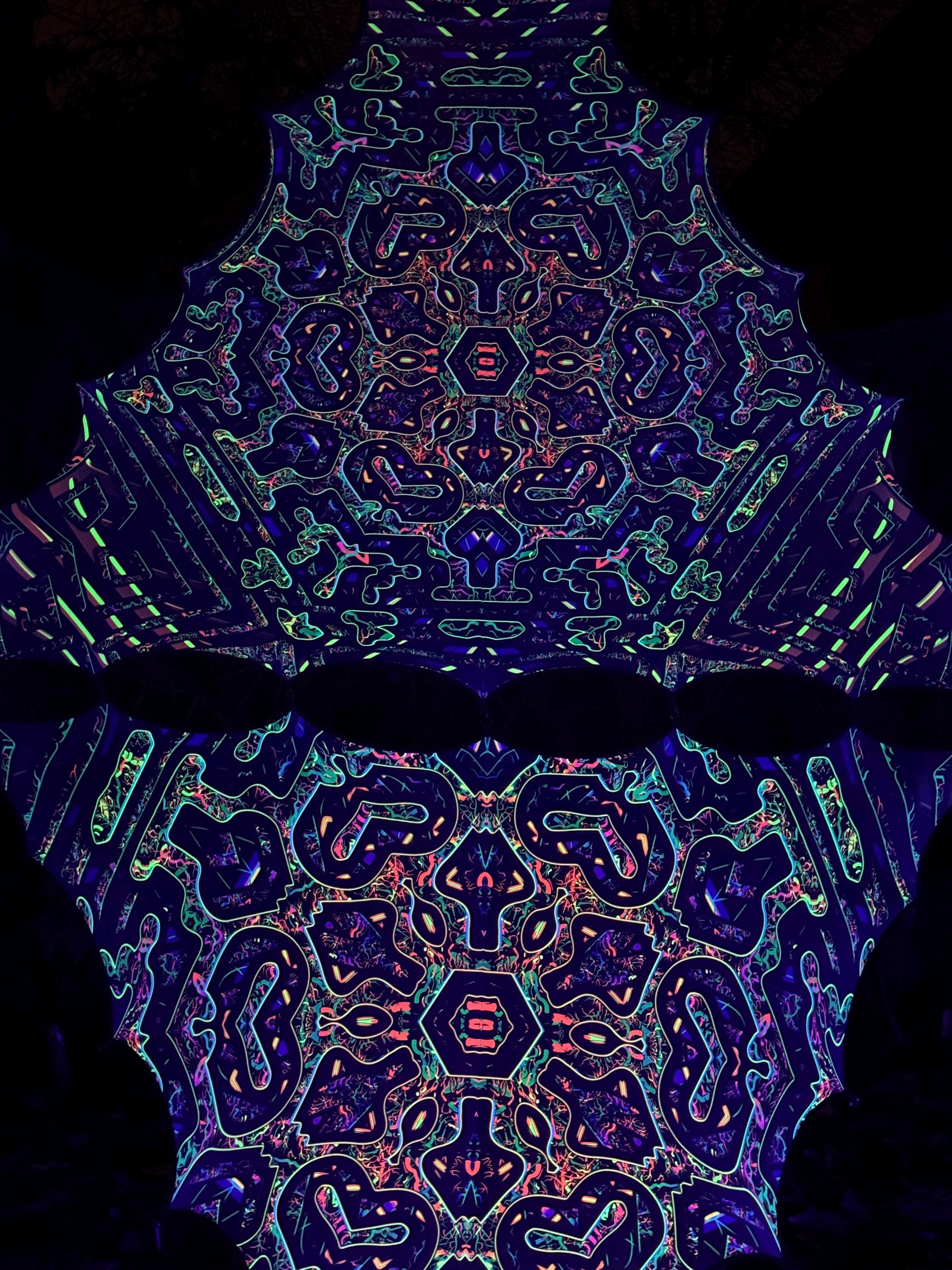 6x6m Festival Canopy, Psychedelic UV-Reactive Ceiling Decoration, Black light tapestry - Image 9