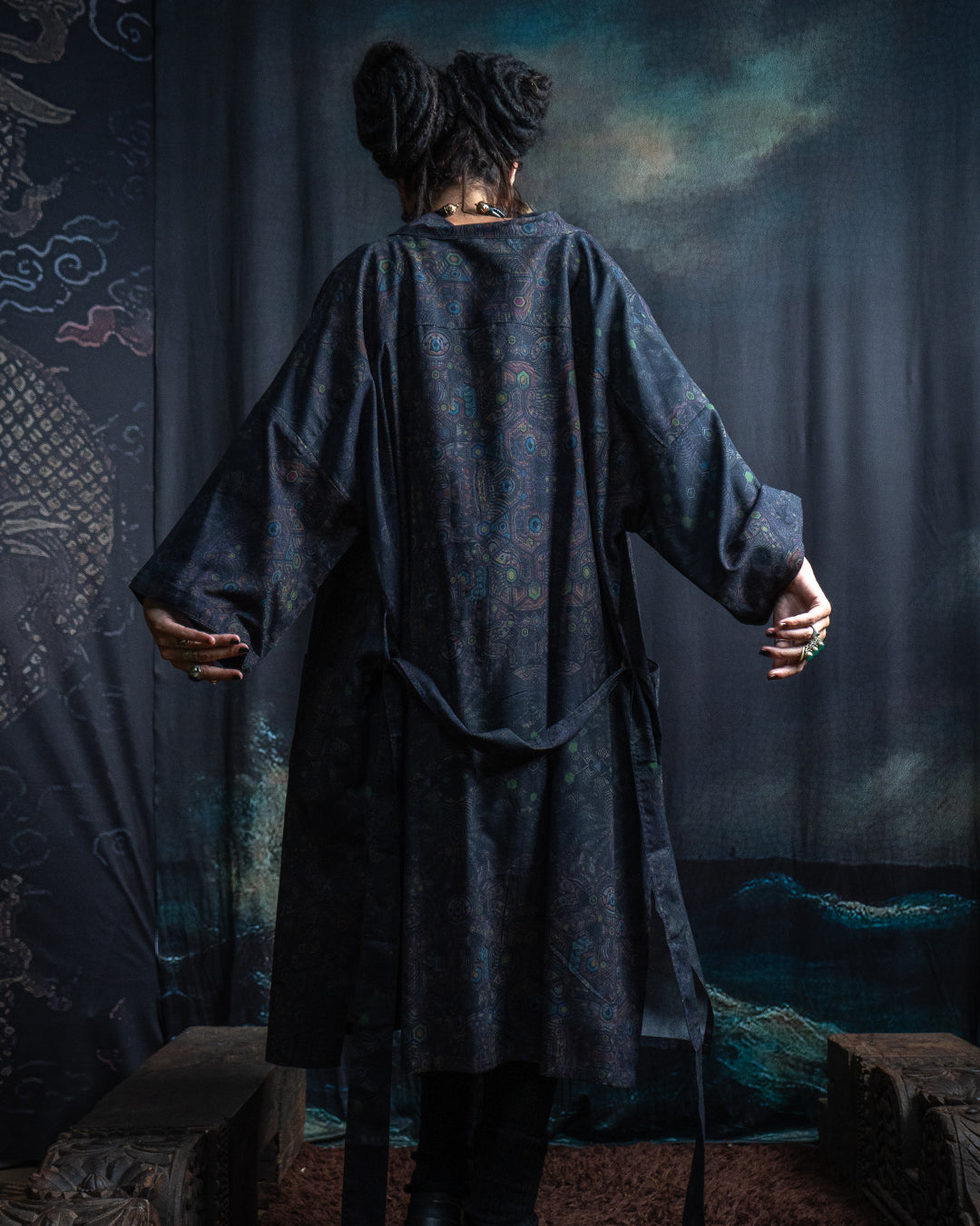 Classic Kimono Long / Cotton Viscose Blend - DARK PSYCHEDELIKA - Image 8