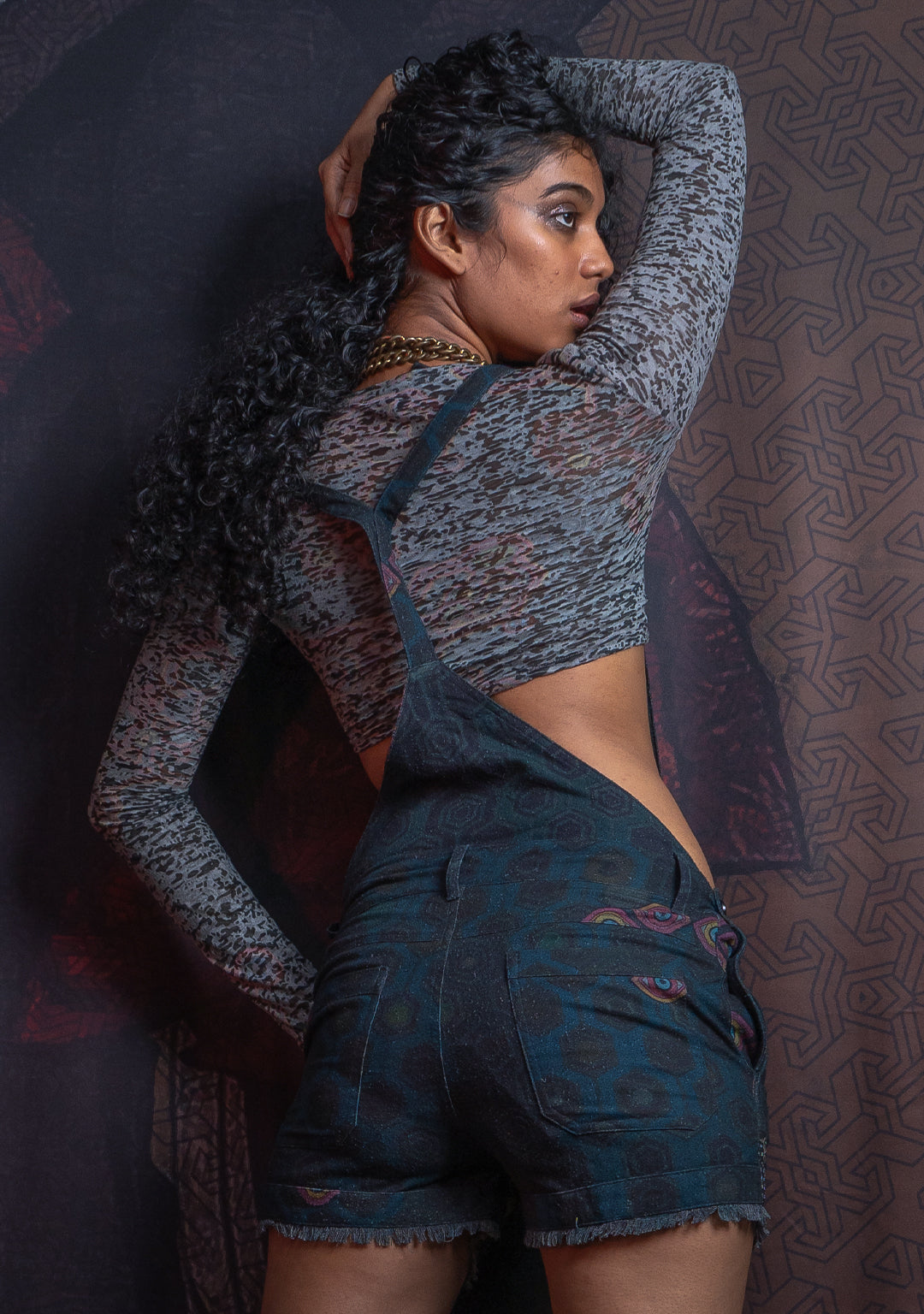 Woman Crop Top Longsleeve / Burnout - Grey ATLANTIS - Image 4
