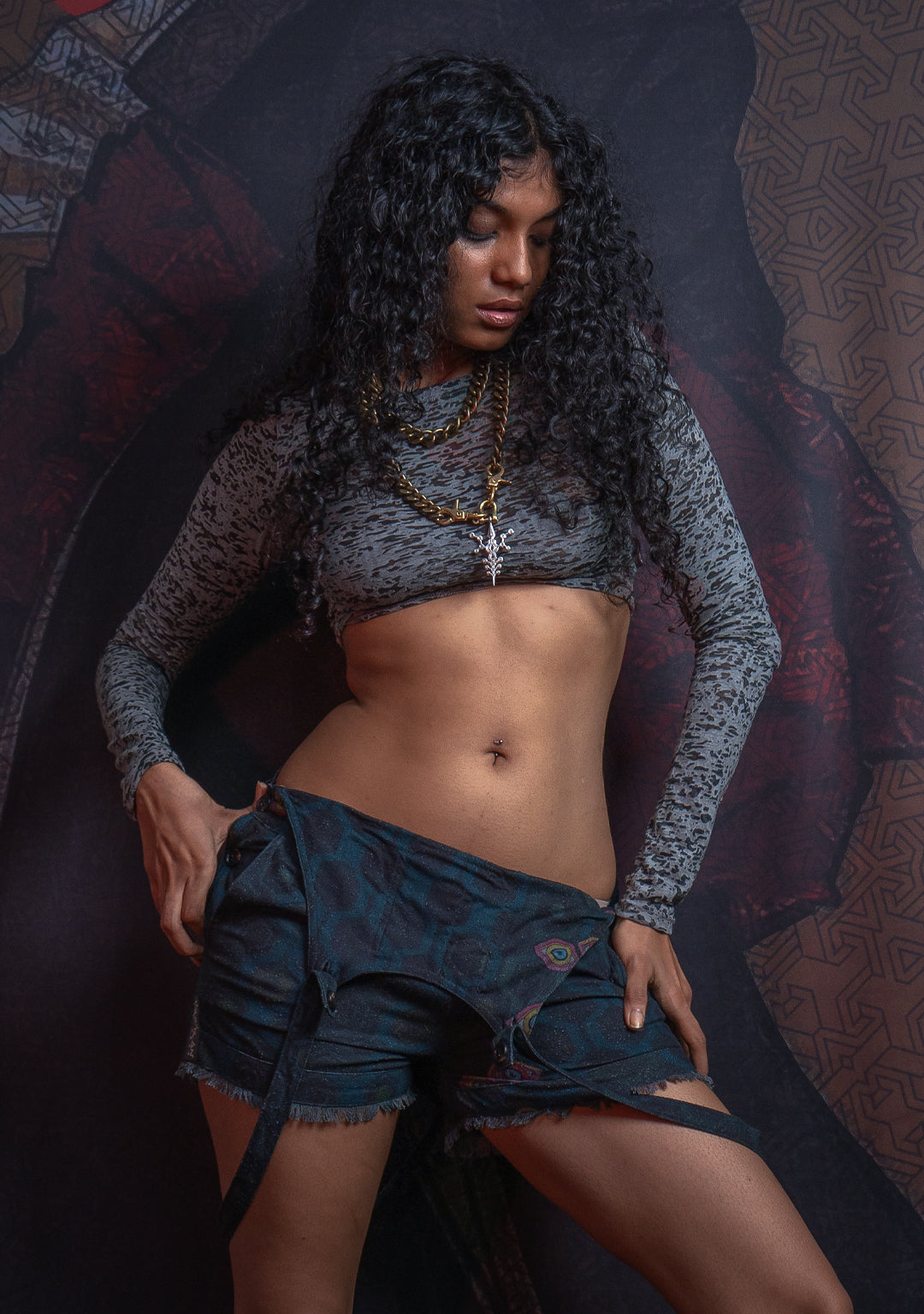 Woman Crop Top Longsleeve / Burnout - Grey ATLANTIS - Image 8