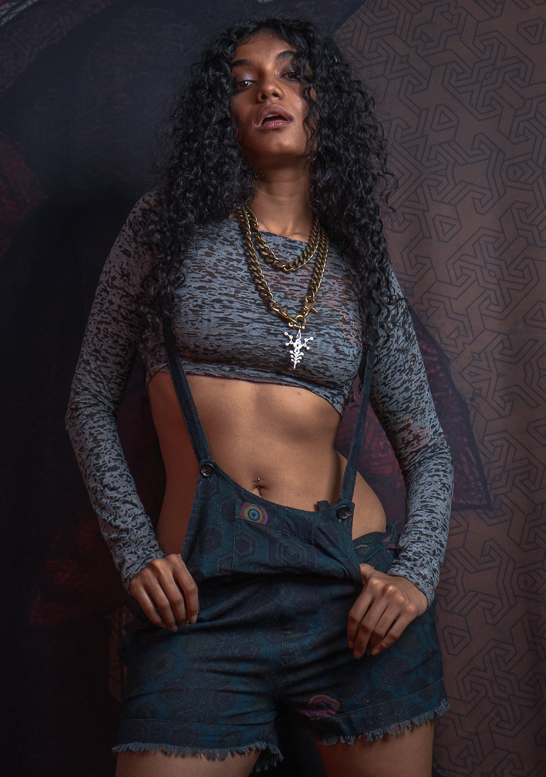 Woman Crop Top Longsleeve / Burnout - Grey ATLANTIS - Image 3