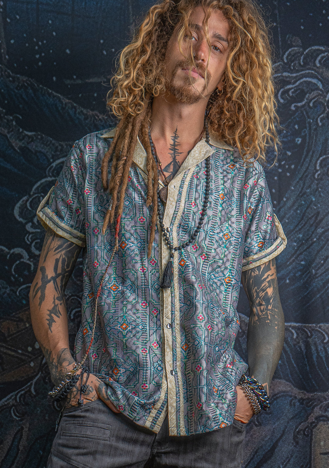 Shirt Men DOLCE Half Sleeves / Lace Cream Border - HUIRRARIKA - Image 5