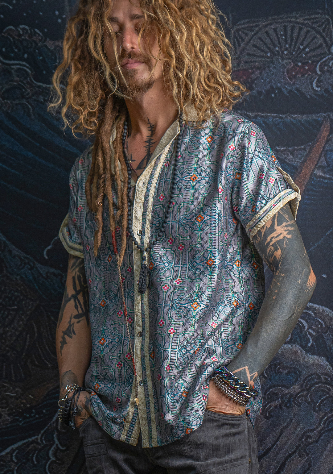 Shirt Men DOLCE Half Sleeves / Lace Cream Border - HUIRRARIKA - Image 17