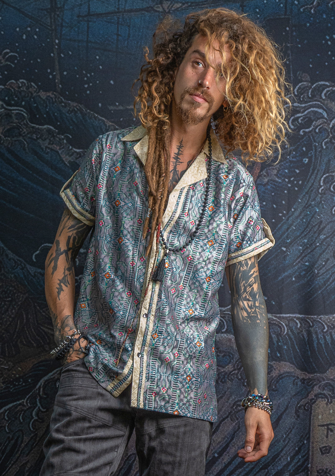 Shirt Men DOLCE Half Sleeves / Lace Cream Border - HUIRRARIKA - Image 10