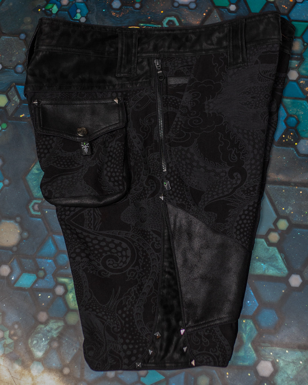 Flying Short Men / TR Fake Leather Patches - BLAK DRAGONS Leopard