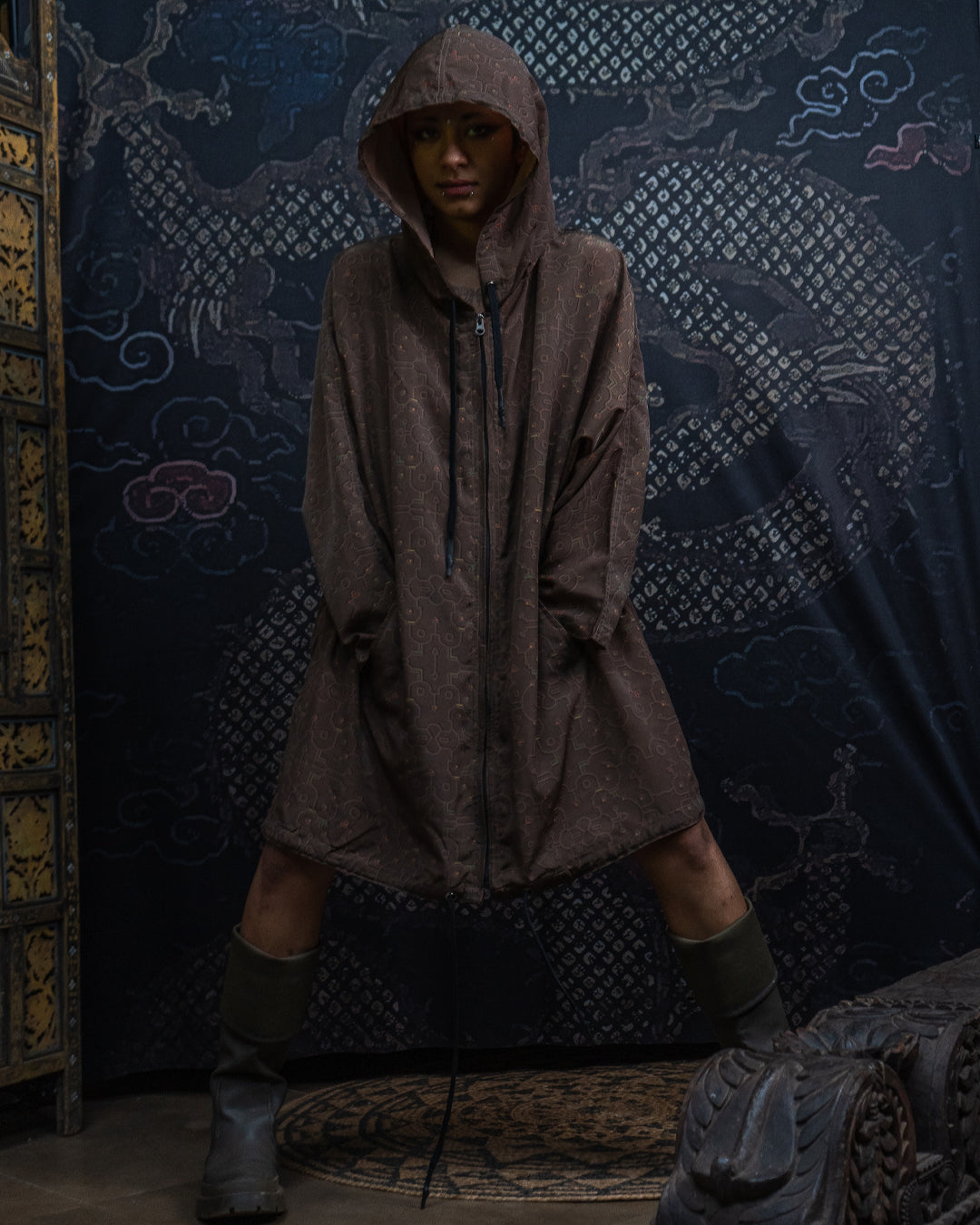 Woman Hooded Kimono Jacket / Kupra - REBIRTH OF IKARO Latte