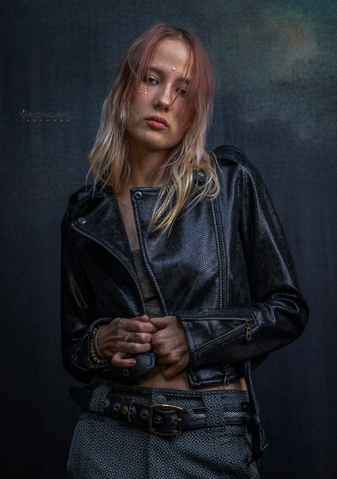 Mini Perfecto Jacket Woman / Fake Leather - Black MAMBA - Image 5