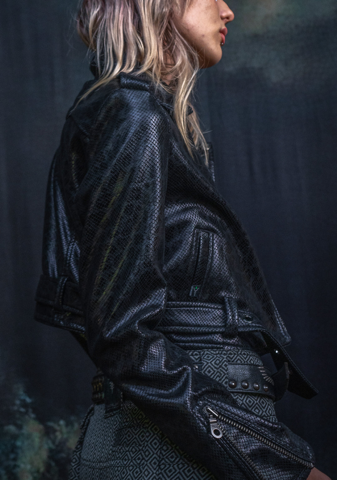 Mini Perfecto Jacket Woman / Fake Leather - Black MAMBA - Image 3