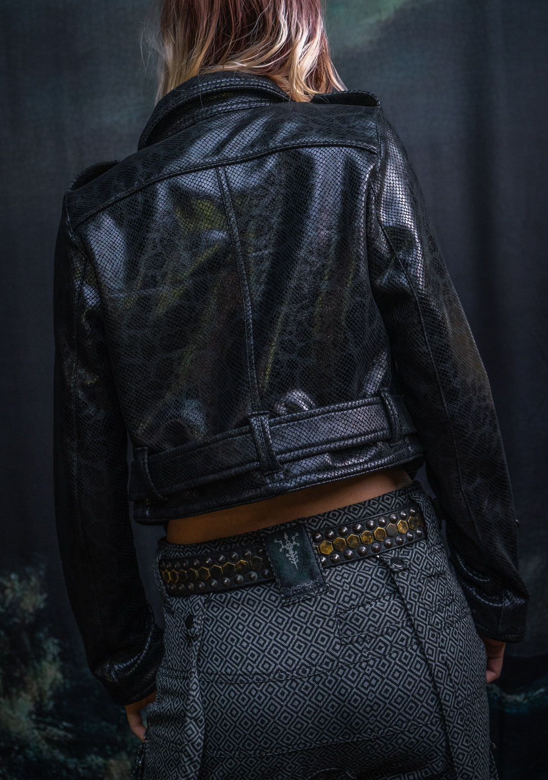 Mini Perfecto Jacket Woman / Fake Leather - Black MAMBA - Image 10