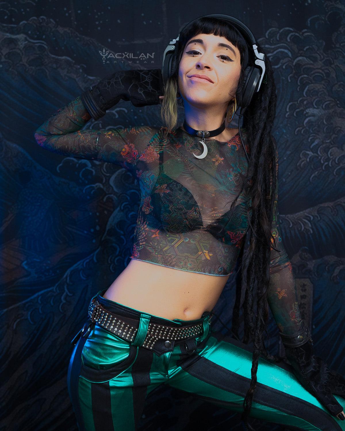 Crop-Top Woman / Longsleeve Soft Mesh - ATLANTHEON Jungle - Yacxilan Artwear