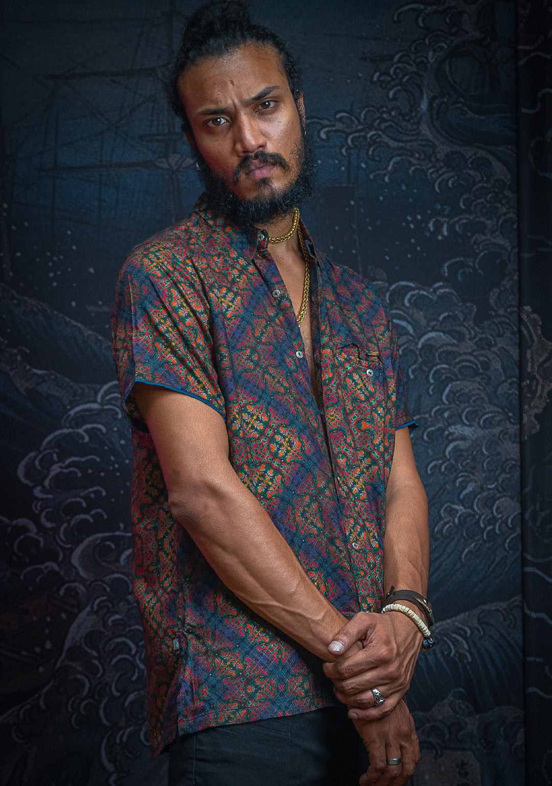Shirt Men Half Sleeves / Viscose Diamond Weave- DELIKSATEZEN