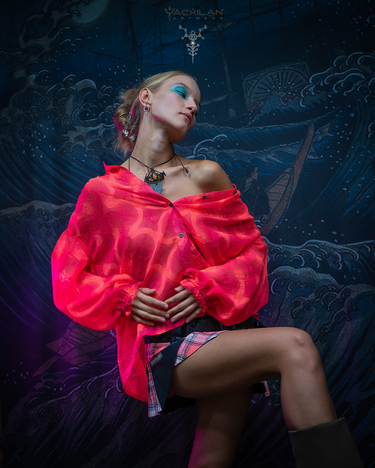 Shirt Woman Longsleeve Frufru / Japanese Uragiri - Jaquard PINK ORG - Image 9