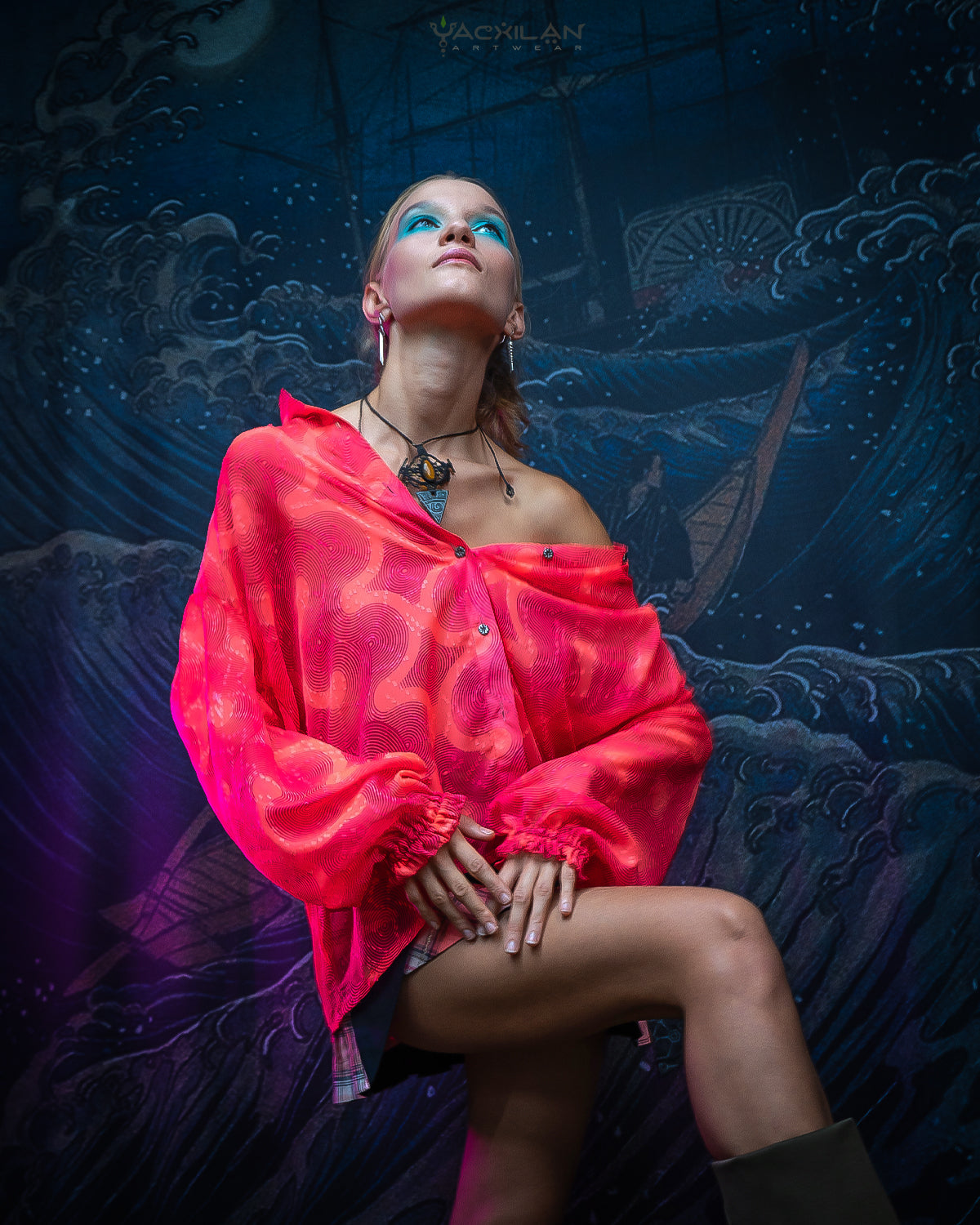 Shirt Woman Longsleeve Frufru / Japanese Uragiri - Jaquard PINK ORG - Image 10