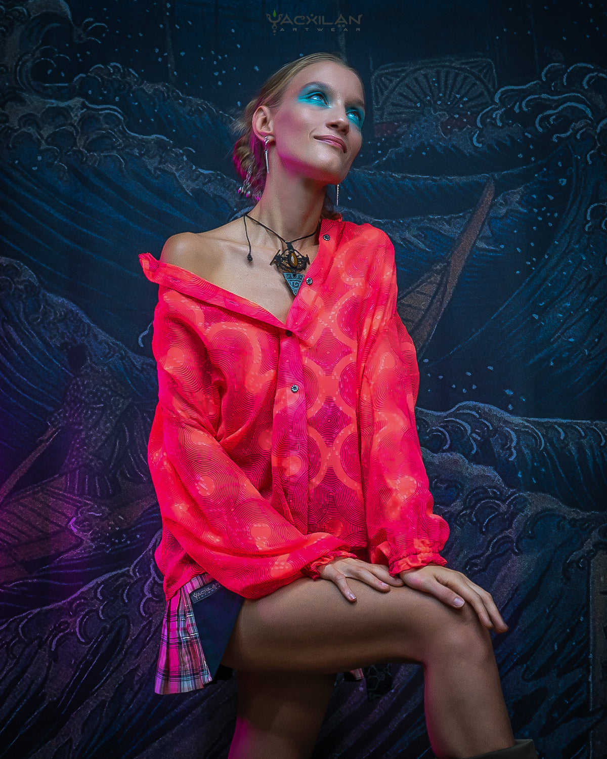 Shirt Woman Longsleeve Frufru / Japanese Uragiri - Jaquard PINK ORG - Image 11