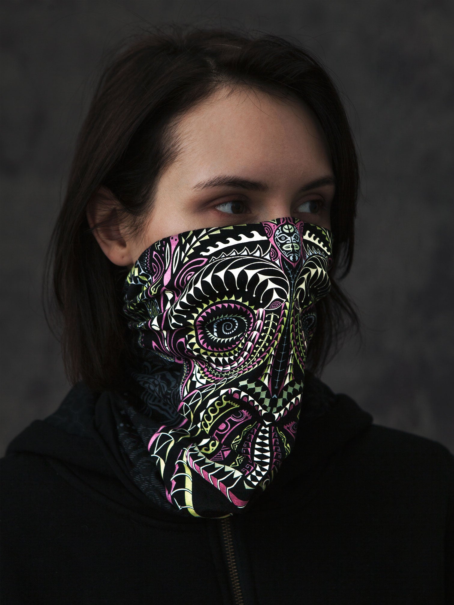 Ta Moko Face Mask - Black - symbolika