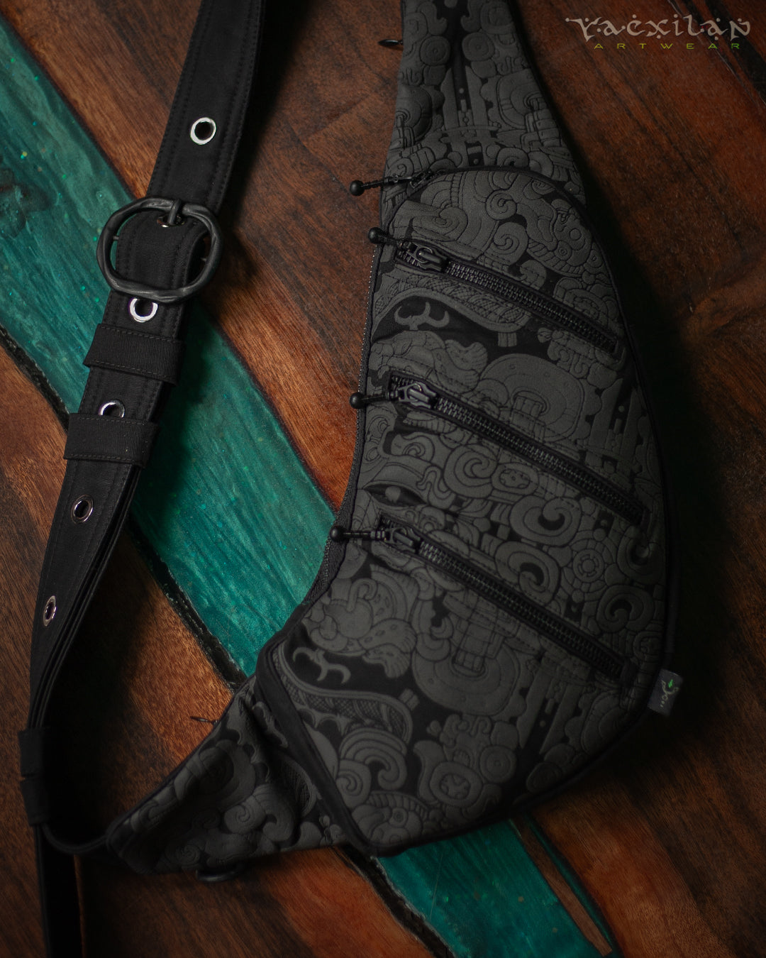 Botta Bag / Cotton Printed Buckle - Black MAYAN CODEX