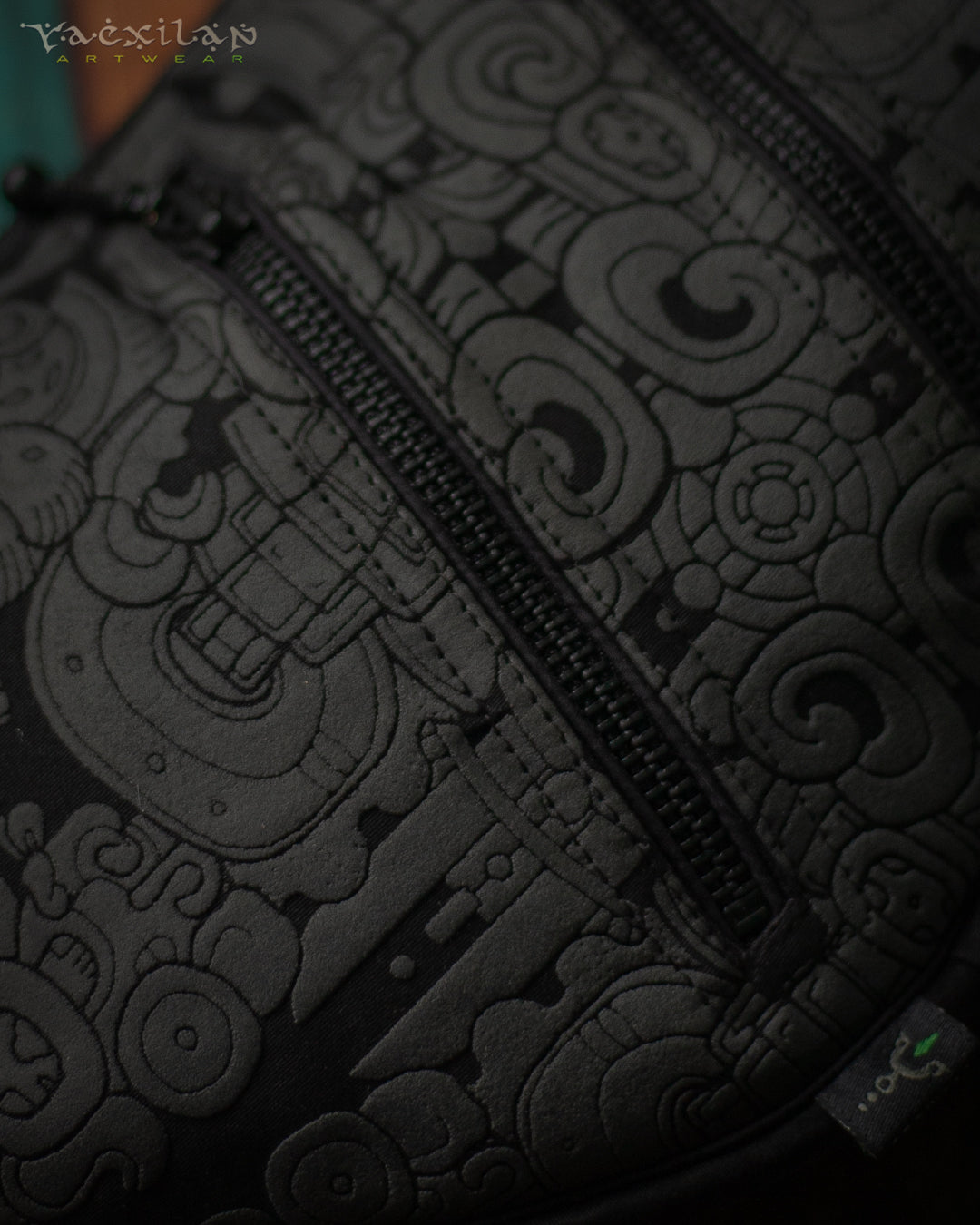 Botta Bag / Cotton Printed Buckle - Black MAYAN CODEX - Image 5