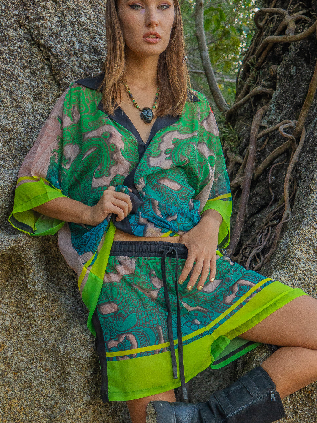 Shirt Men Oversized Set Half Sleeves / Chiffon - JADE MAYANS