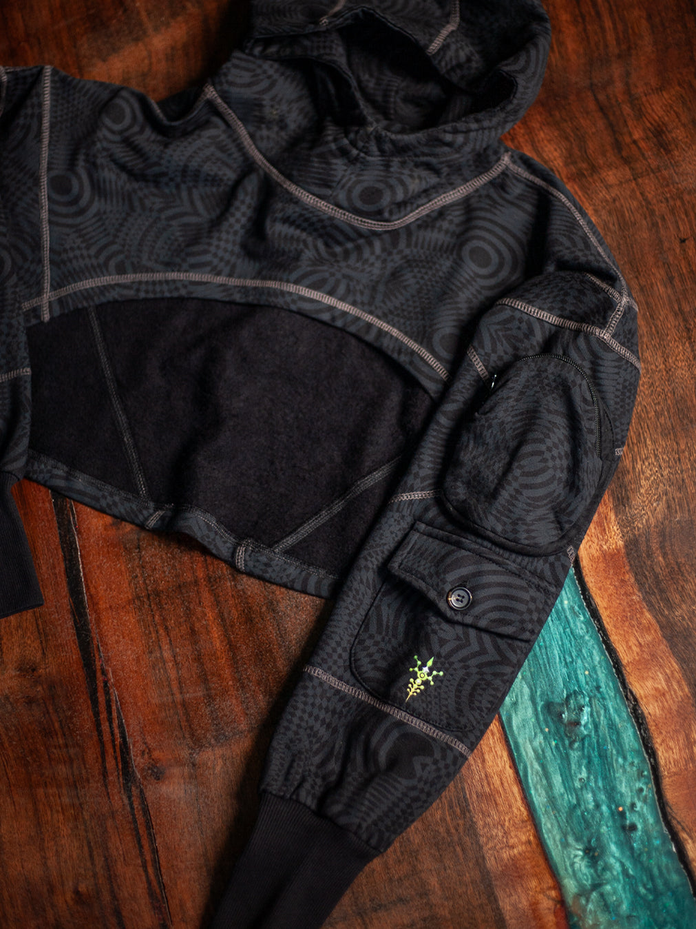 Alternative view of Crop Hoodie Woman / Cotton Fleece - WIERD NOISES Shamans