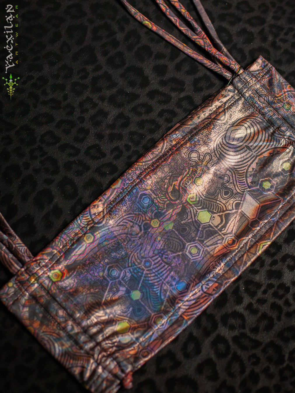 Alternative view of Crop Top Simple / Holographic Peach Licra - PSYCHEDELIKA GALACTIKA