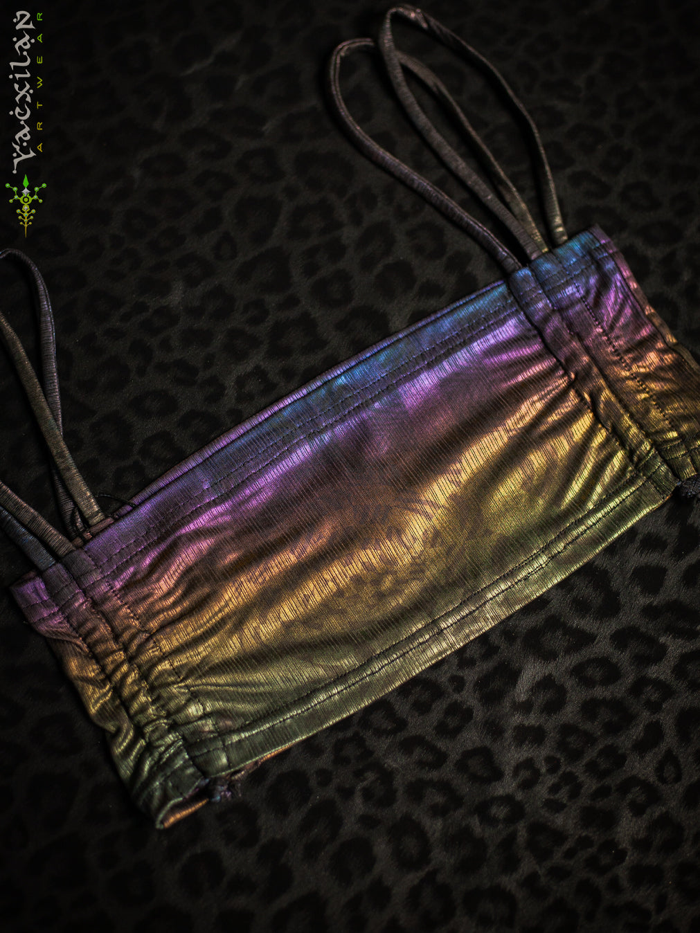 Alternative view of Crop Top Simple / Holographic Rainbow Licra - MATZOKIO