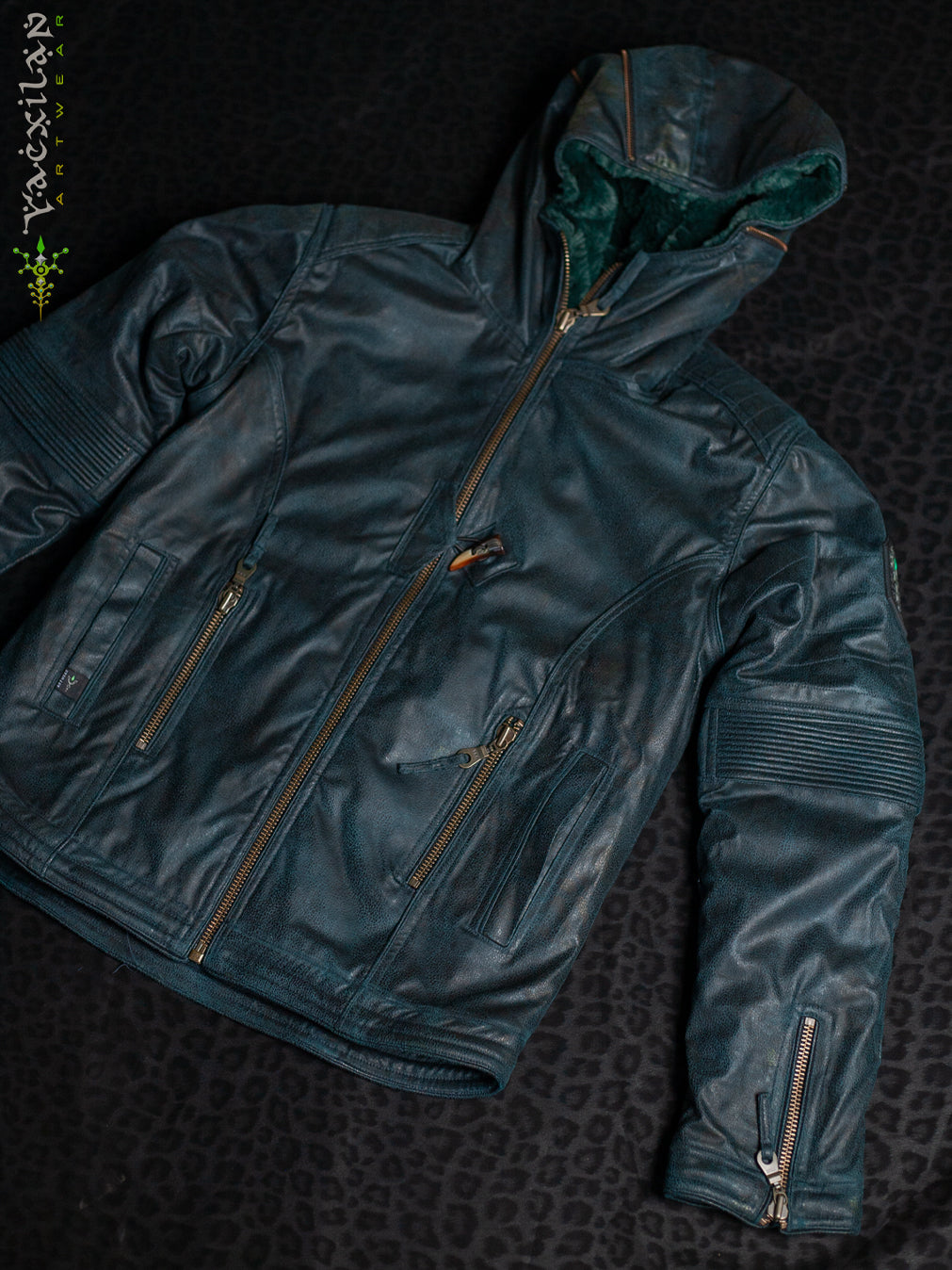 Jacket Men / Fake Leather Ultra FUR - Bottlgreen Snake SANDOKAN