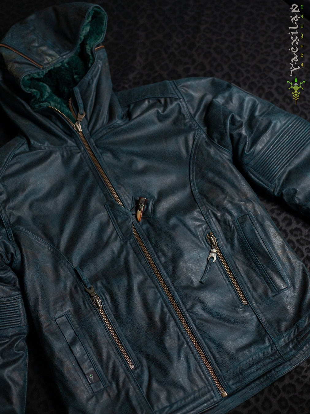 Jacket Men / Fake Leather Ultra FUR - Bottlgreen Snake SANDOKAN - Image 5